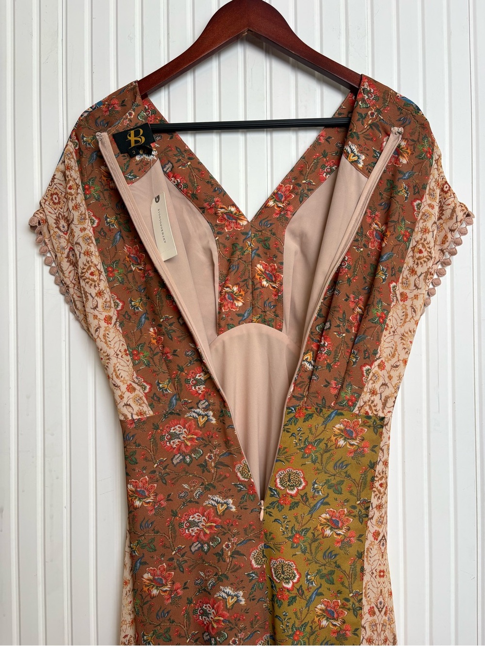 NWT Sachin Babi Patchwork Bohemian Dress 2 Floral Peasant Cottagecore Hippie - Picture 7 of 15